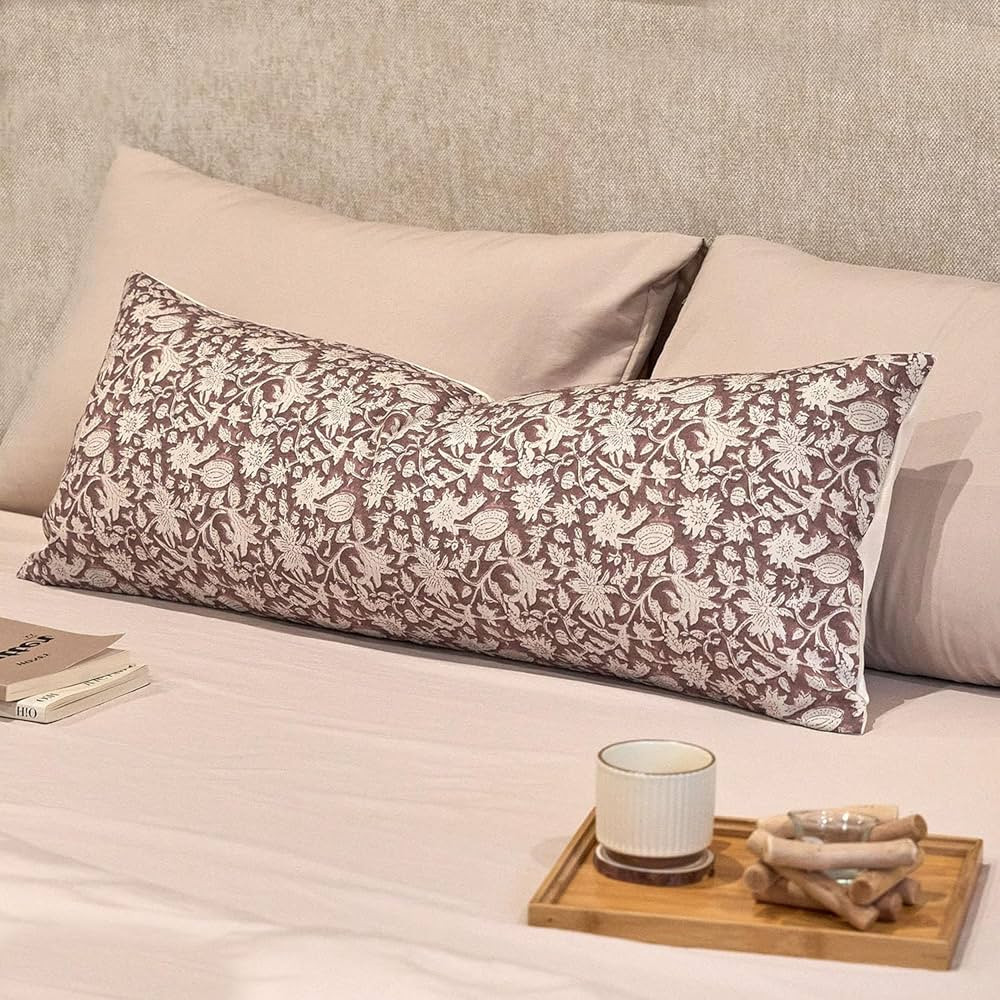 Amor Virisso Floral Throw Pillow Cover 14x36 Couch Decorative Accent Sofa Pillow Brown | Amazon (US)