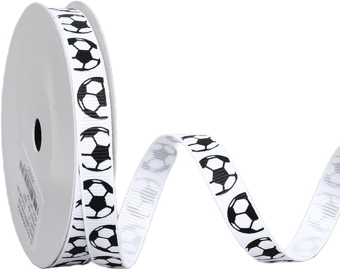 Ribest Soccer Ball Grosgrain Sport Ribbon, 3/8 Inch 10 Yards, White/Black | Amazon (US)