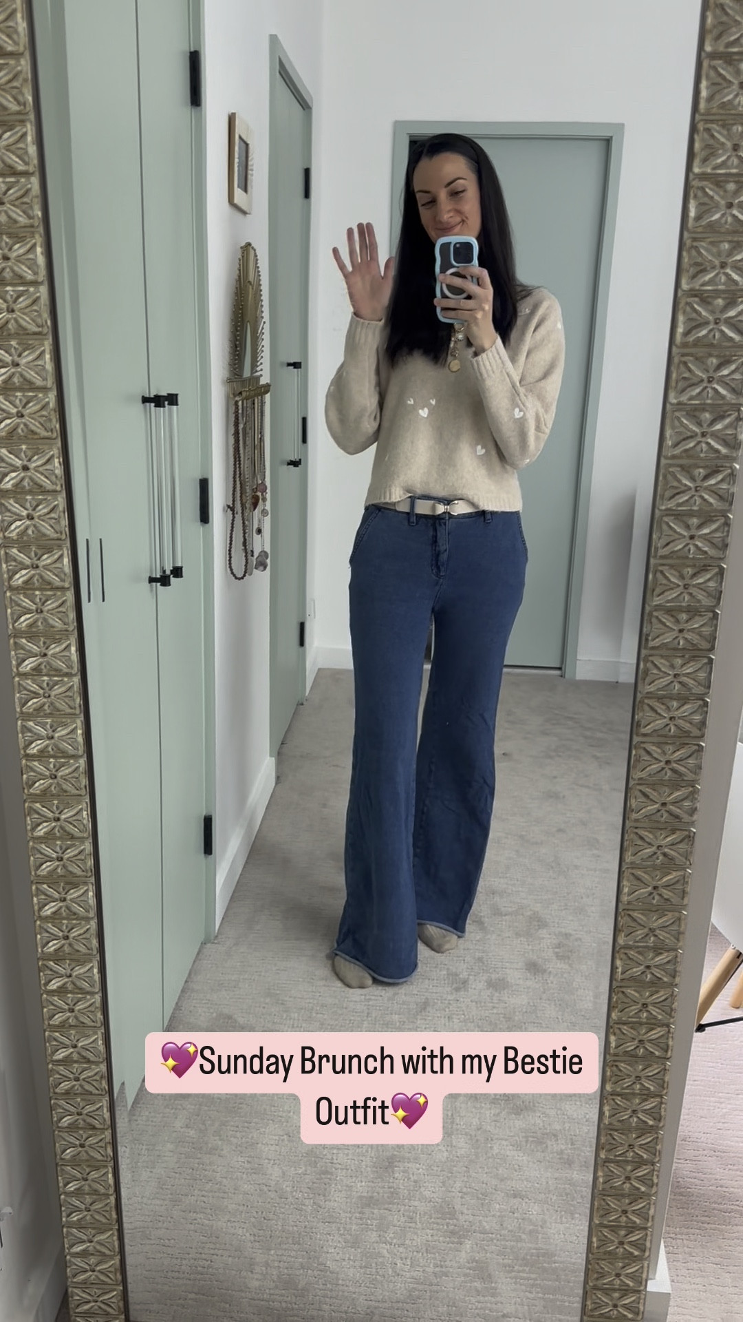 💌Fun Brunch Outfit that also
Makes a great cozy Valentine’s Day outfit. 
💖 heart sweater, bow belt, charm necklace, wide leg pants - options linked
Necklaces also make great Valentine’s Day gift 💝 

#LTKSeasonal #LTKGiftGuide #LTKHome