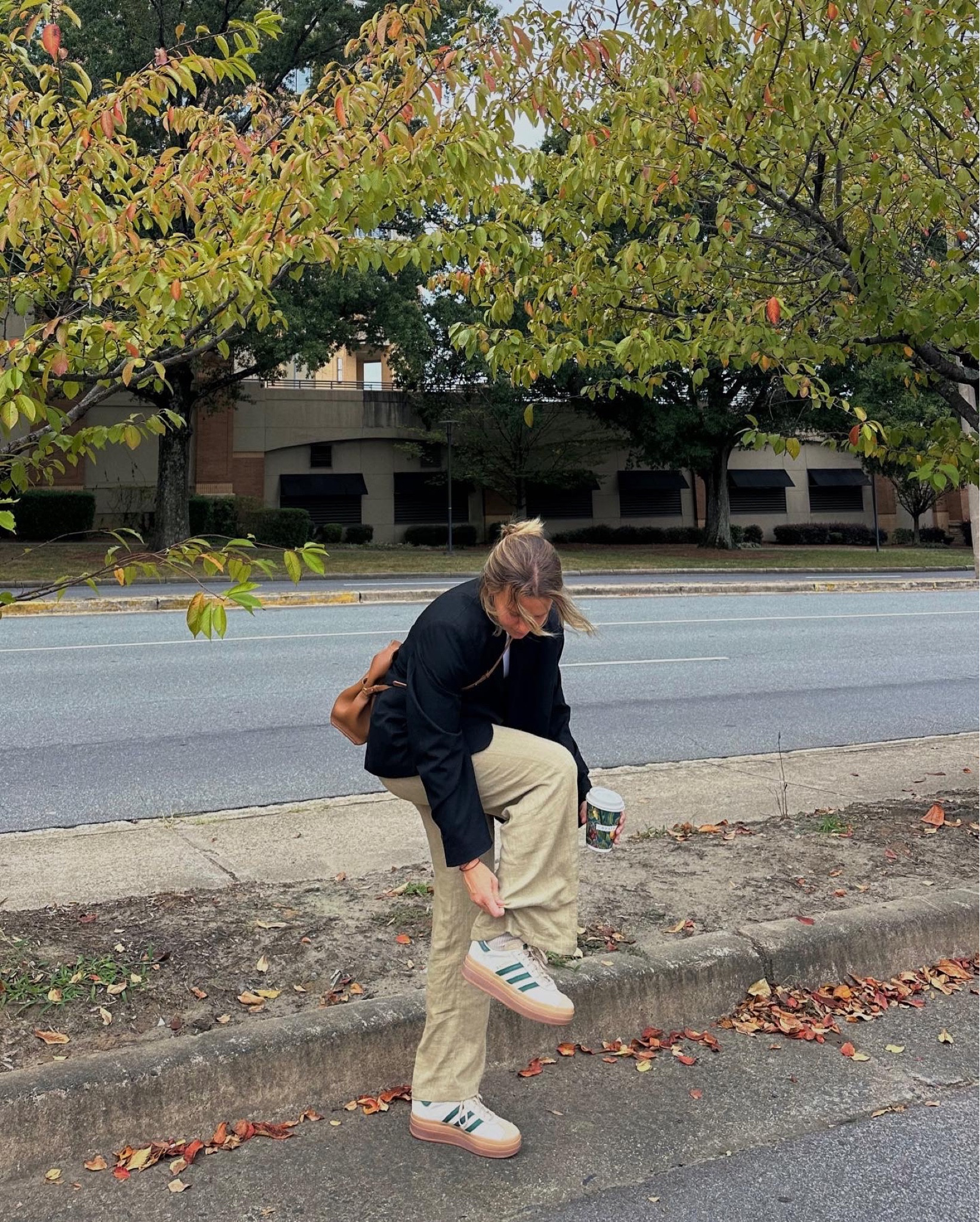 Street style, fall fashion, fall 2023, adidas Giselle bold