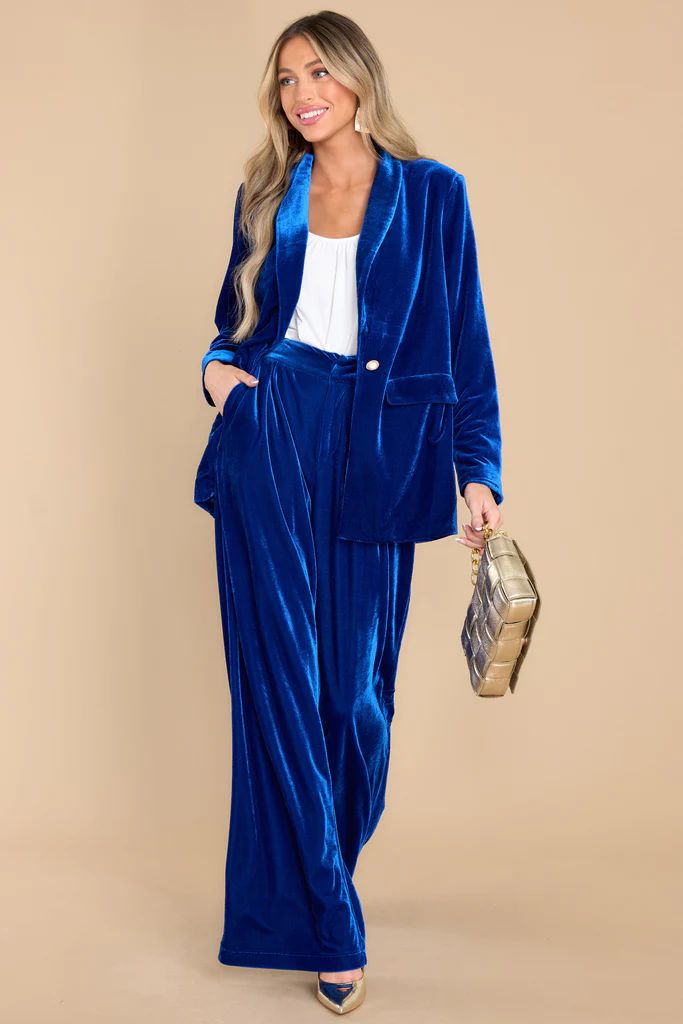 Boss Babe Royal Blue Velvet Blazer | Red Dress 