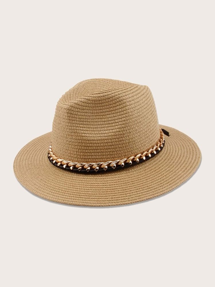 Chain Band Decor Straw Hat | SHEIN