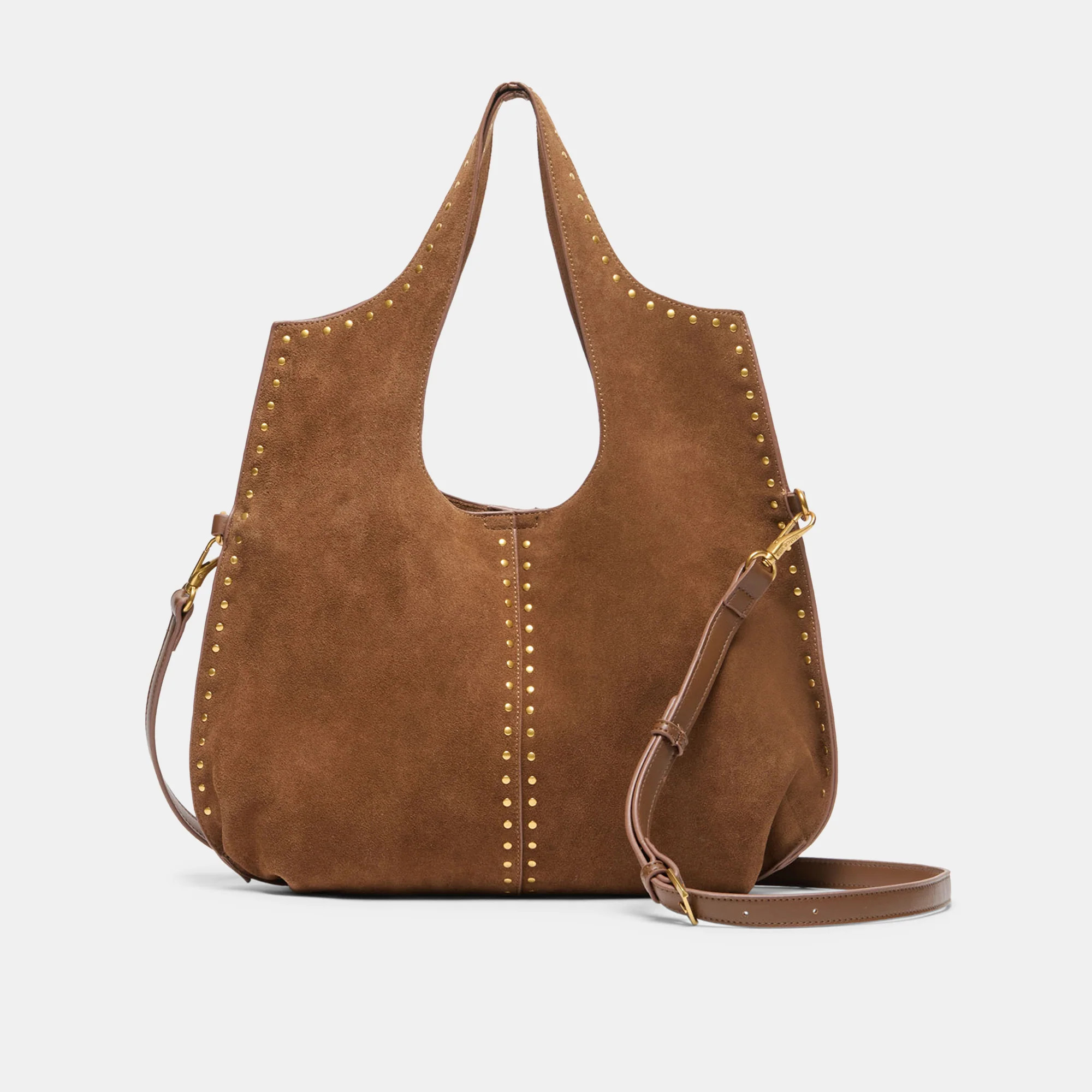 SONORA Mid Brown Suede Large Tote Bag | Dolce Vitaa | DolceVita.com