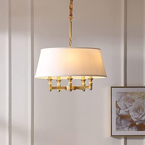 DJAMEL Modern Fabric Pendant Light;Classic Brass 5-Light Chandelier with White Fabric Shade,18inch P | Amazon (US)