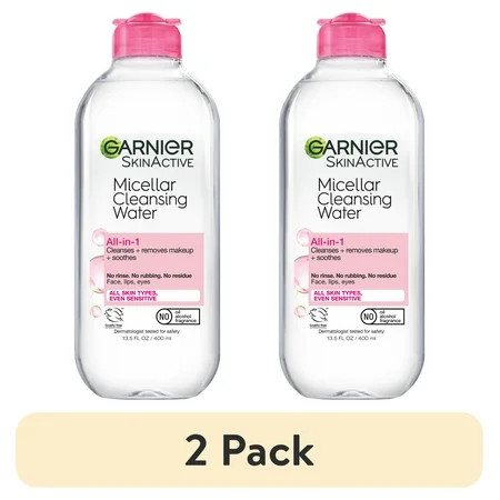 (2 pack) Garnier SkinActive Micellar Cleansing Water All in 1 Makeup Remover Face Cleanser 13.5 fl oz | Walmart (US)
