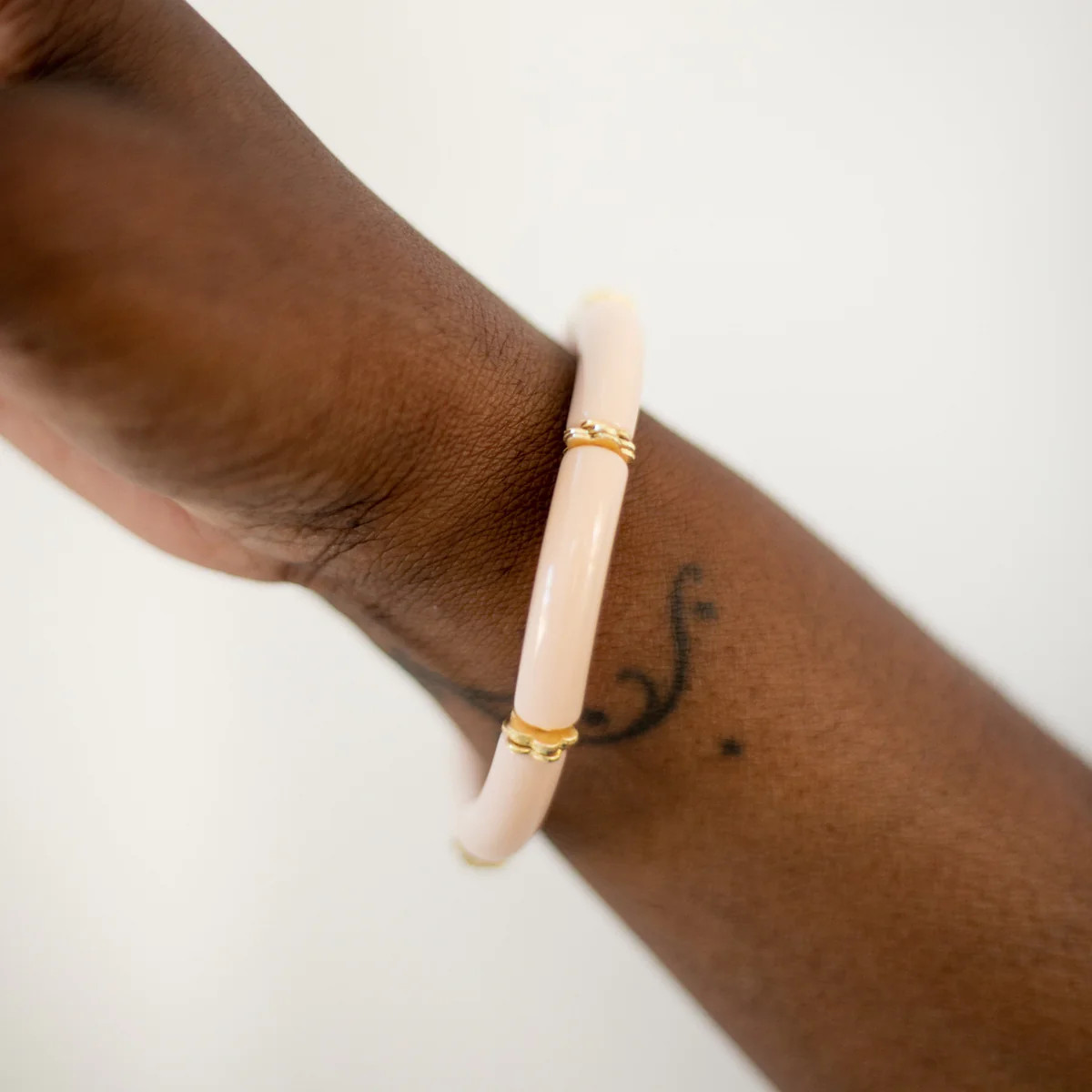 Skinny Acrylic Bamboo Bracelet: Beige | The Worthy Co.