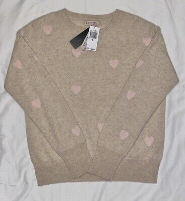 NEW $248 Philosophy Cashmere Beige Pink Hearts Sweater Sz M Valentine's Day | eBay US