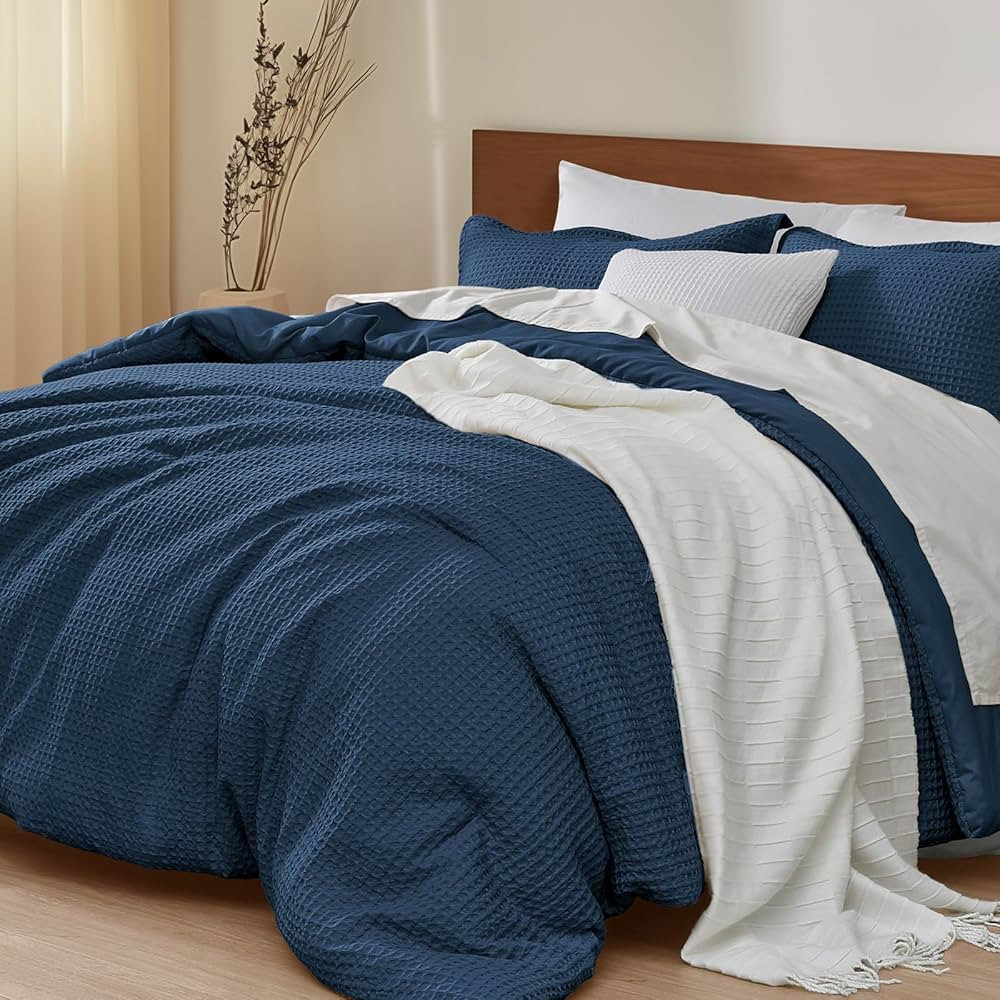 PHF 3 Pieces Waffle Weave Comforter Set Queen Size, Lightweight Breathable Comfy Bedding Set for ... | Amazon (US)
