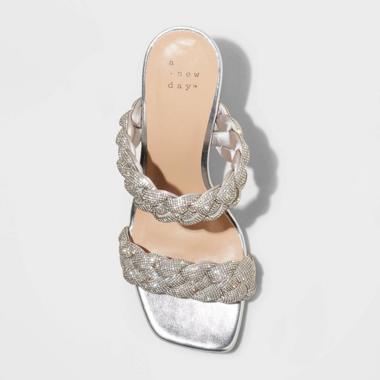Women's Basil Rhinestone Heels - A New Day™ Silver | Target
