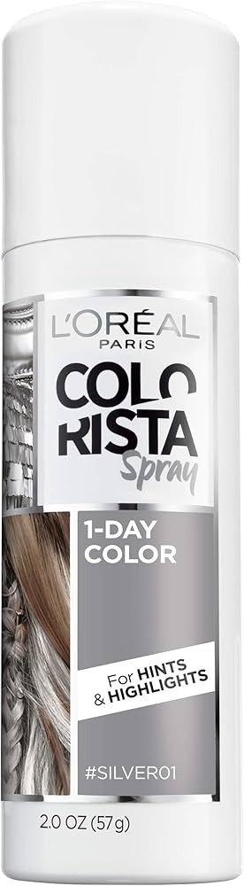 L’Oréal Paris Colorista 1-Day Washable Temporary Hair Color Spray, Silver, 2 Ounce | Amazon (US)