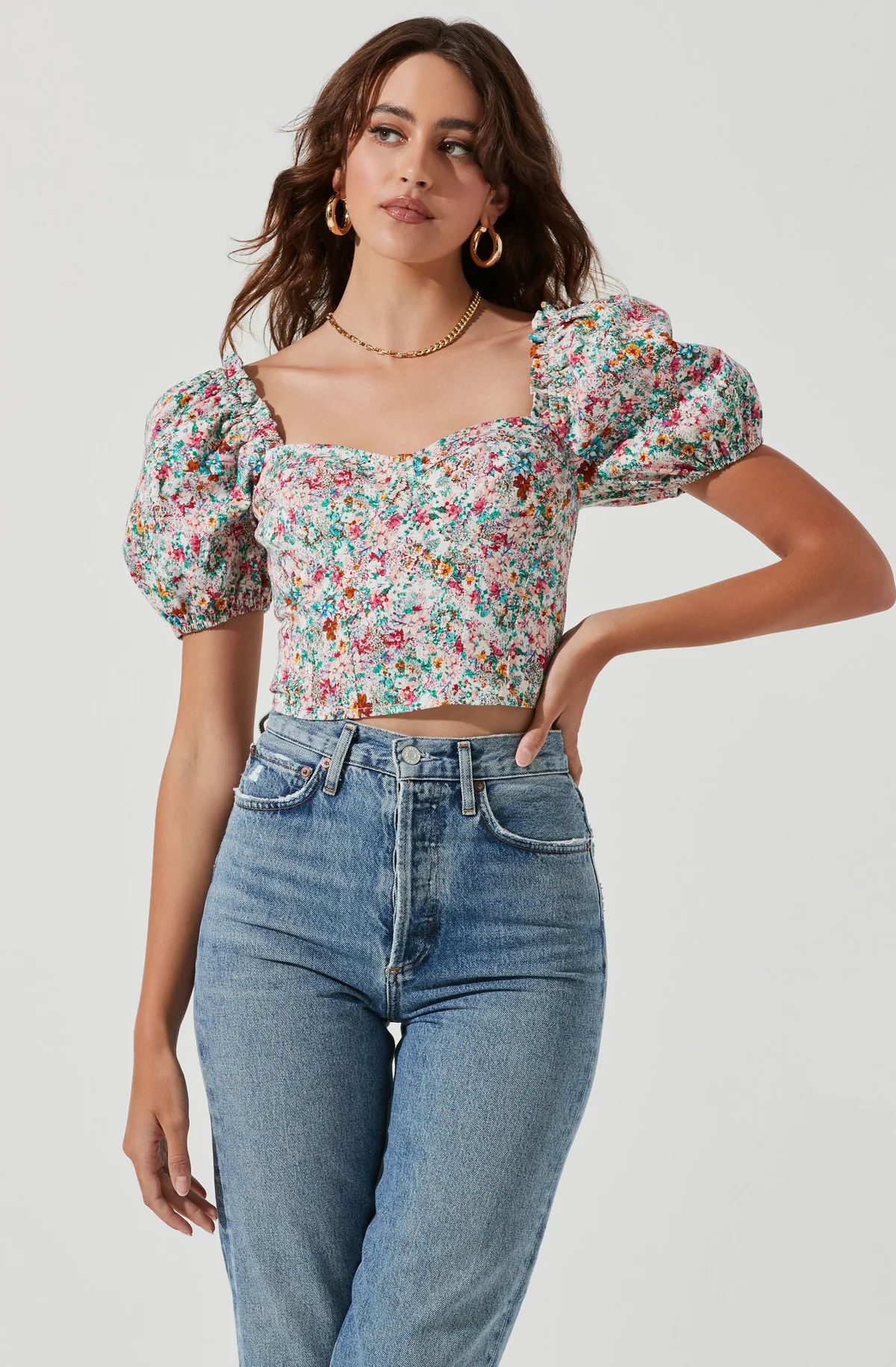 Romilly Floral Puff Sleeve Top | ASTR The Label (US)