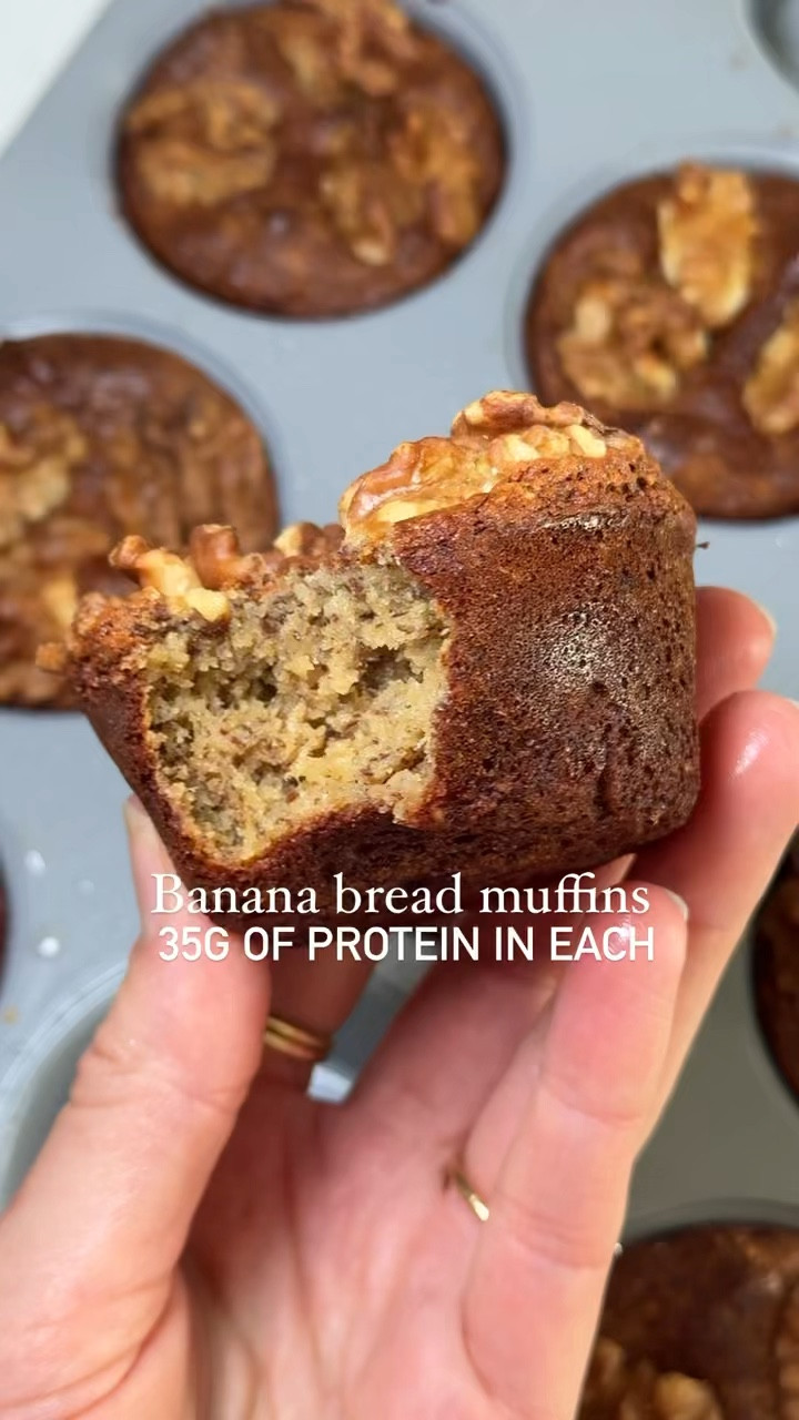 These are a staple in our household! Banana Bread Muffins that are free of dairy, gluten, refined sugar, and full of protein 💪🏼 

Ingredients
2 ripe bananas
4 eggs
1/3 cup ground flax seeds
1 1/2 cup almond flour
1 1/2 cup protein powder
3 tsp baking powder

Recipe
- Mash bananas in a large bowl, add in eggs and whisk until smooth
- Add in remaining ingredients, mix until combined
- Pour into greased muffin tin, makes 12
- Bake for 30 minutes at 350

#LTKRecipe #LTKHome #LTKU