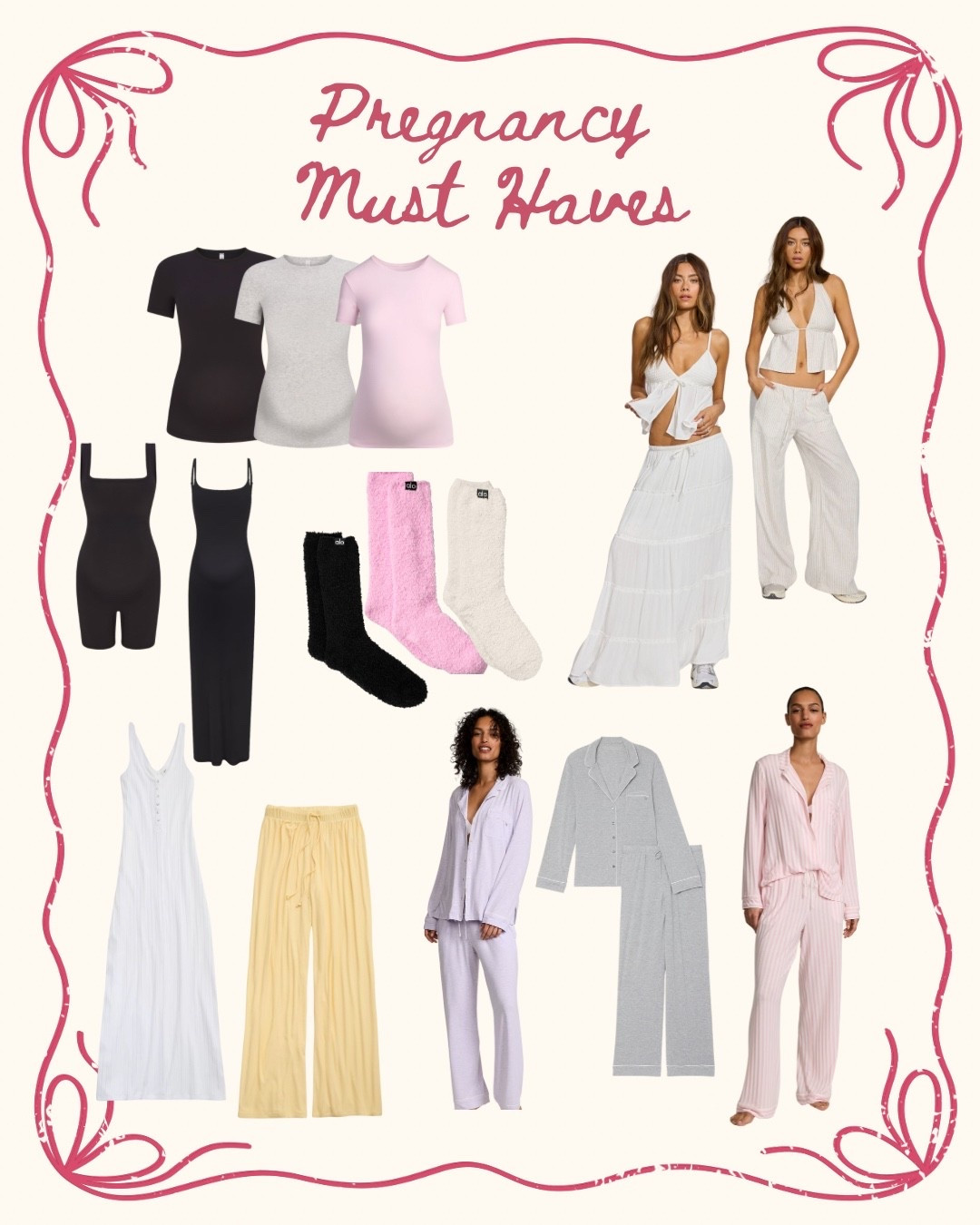 My pregnancy MUST HAVES!! Truly have worn all of these outfits nonstop since having a bump! Comfy but also cute 🩷