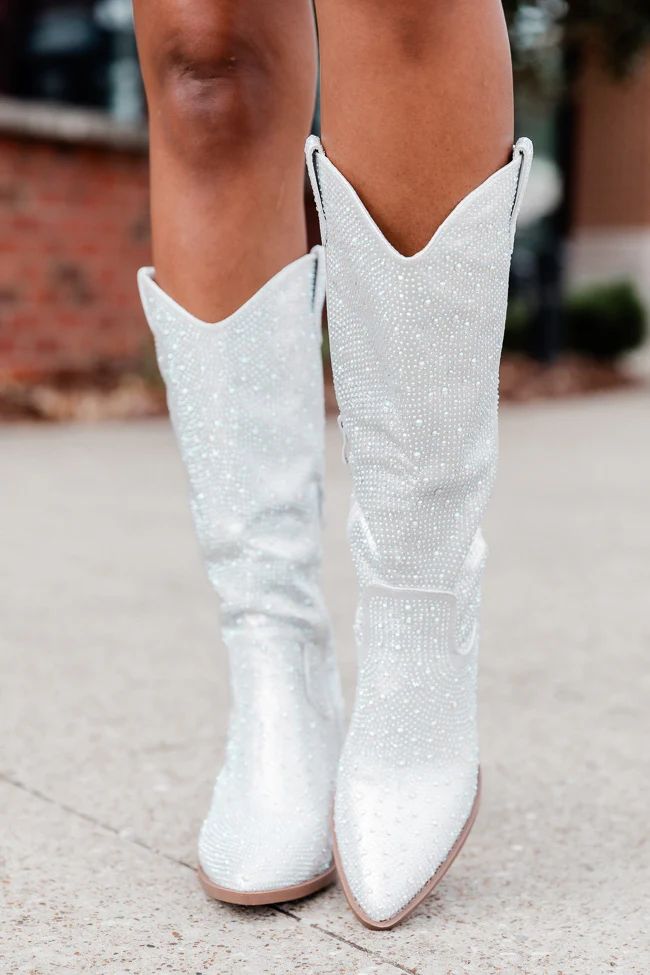 Kim Silver Sparkle Cowboy Boot | Pink Lily