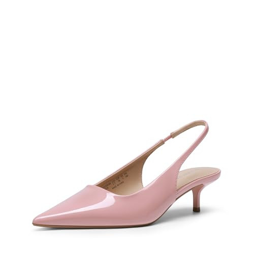 DREAM PAIRS Women's Kitten Heels Slingback Low Closed Toe Comfortable Pumps Pointed Toe Wedding Party Elegant Dress Shoes,Size 9.5,Pink,SDPU25093W | Amazon (US)