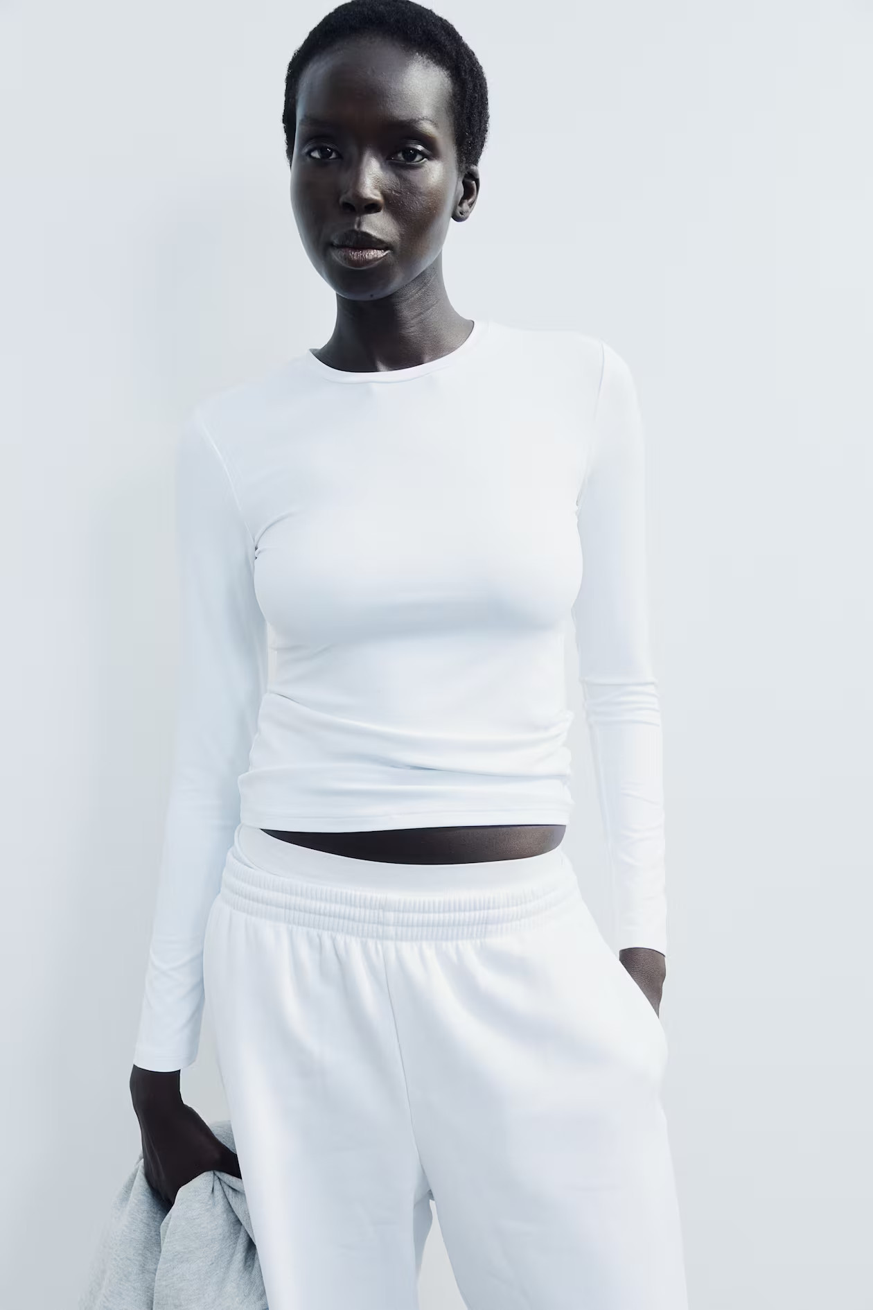 Langarmshirt aus Mikrofaser - Weiß - Ladies | H&M AT | H&M (DE, AT, CH, NL, FI)