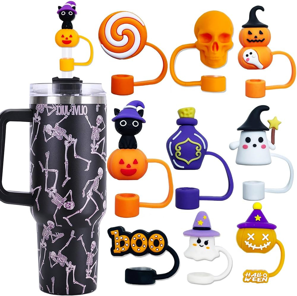 9PCS Halloween Straw Cover Cap for Stanley Cup, Silicone Straw Topper for Stanley 30&40 Oz Tumble... | Amazon (US)