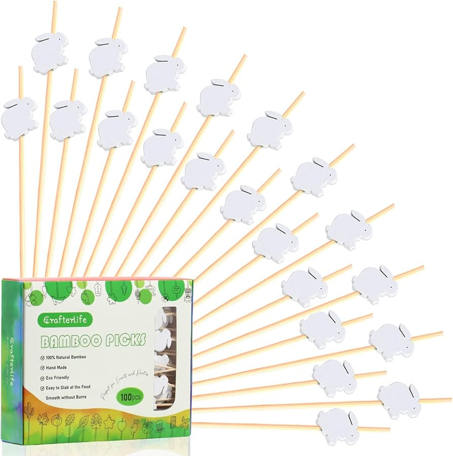 Crafterlife Bunny Cocktail Picks Rabbit Decorative Toothpicks Fruit Drinks Sticks Food Sandwich C... | Amazon (US)