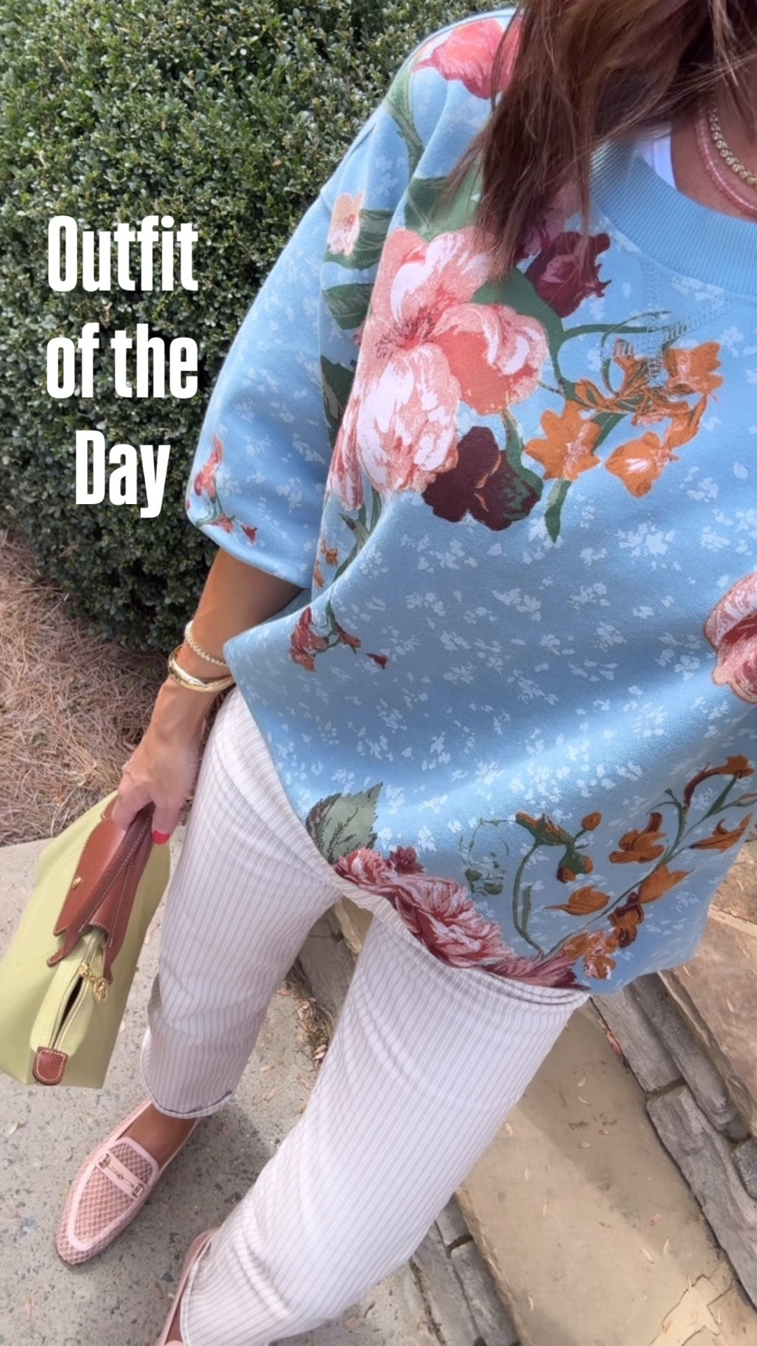 Today’s outfit. Pattern mixing. Stripe Paige jeans. Floral sweatshirt. Spring style. 
Sweatshirt S. Jeans down 1 size, 24. 

#LTKootd #LTKSeasonal #LTKOver40