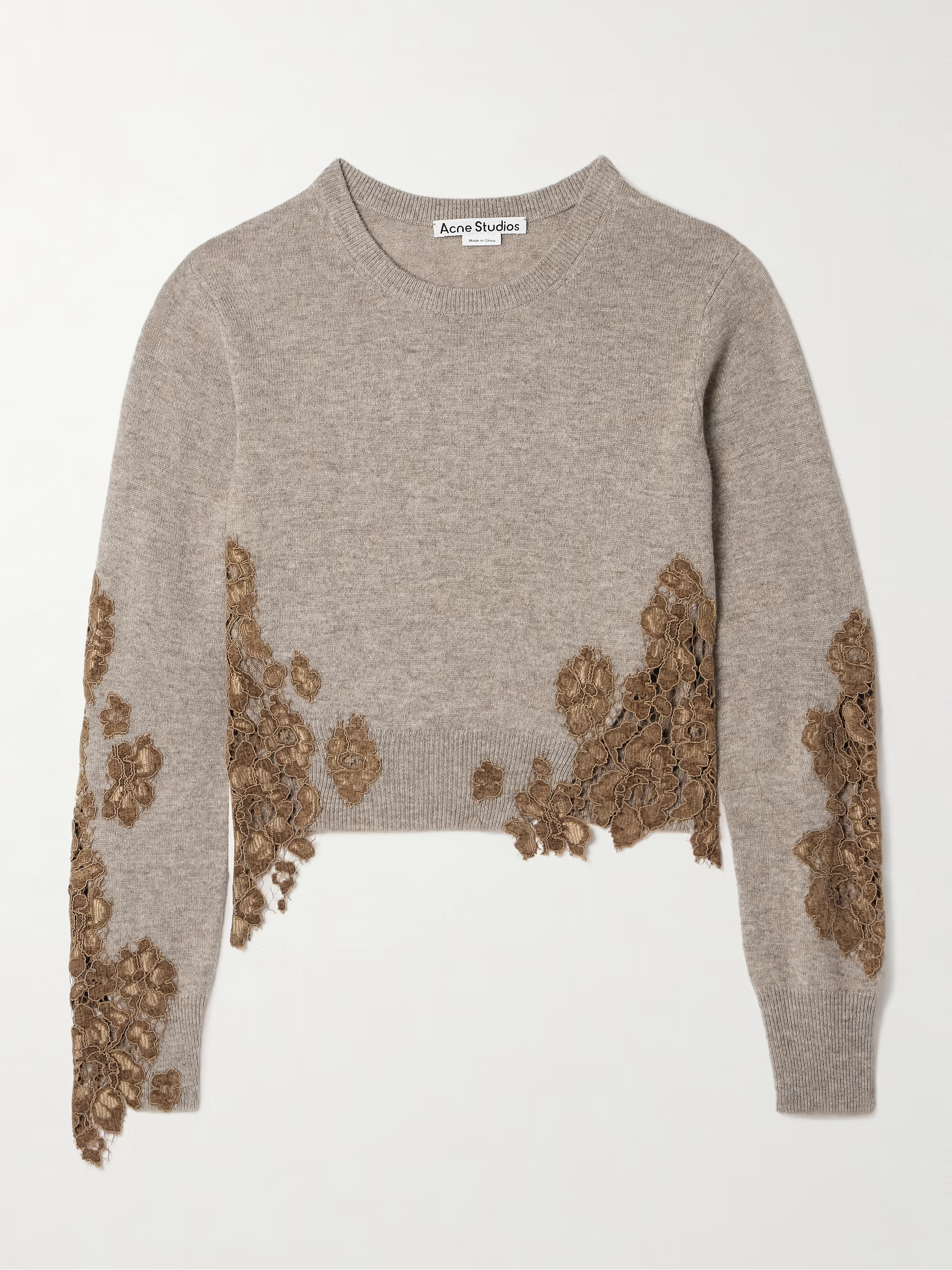 Corded lace-trimmed wool-blend sweater | NET-A-PORTER (US)