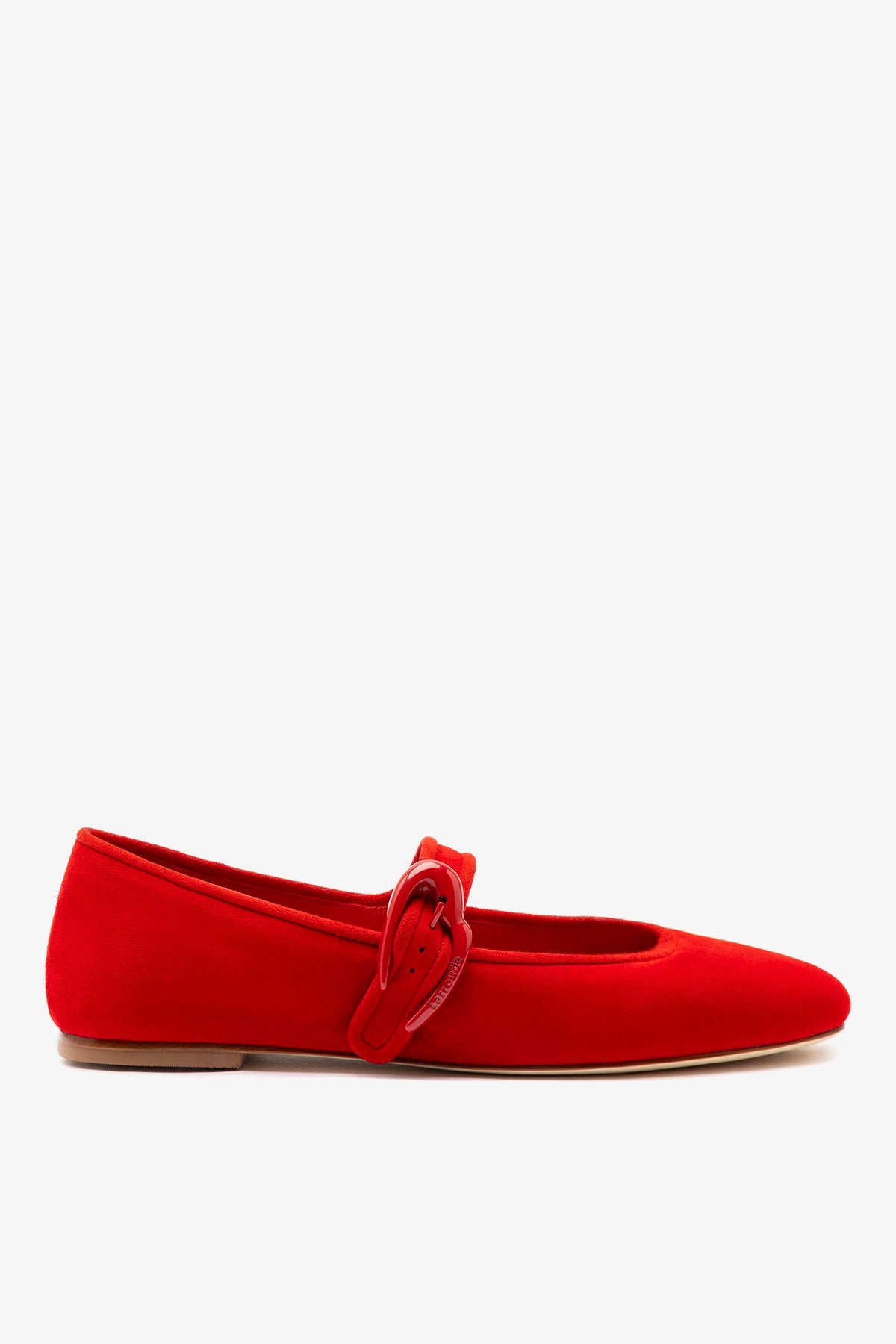 Verona Ballet Flat In Scarlet Suede | Larroude