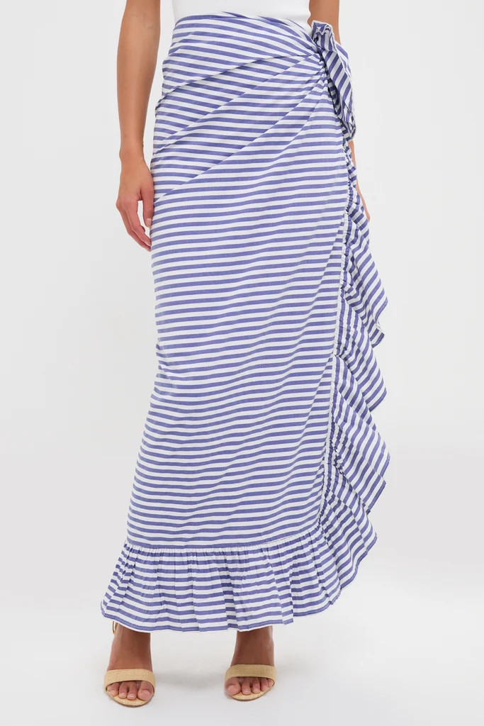 Stripe Blue and white Ruffle Power Pareo | Tuckernuck (US)