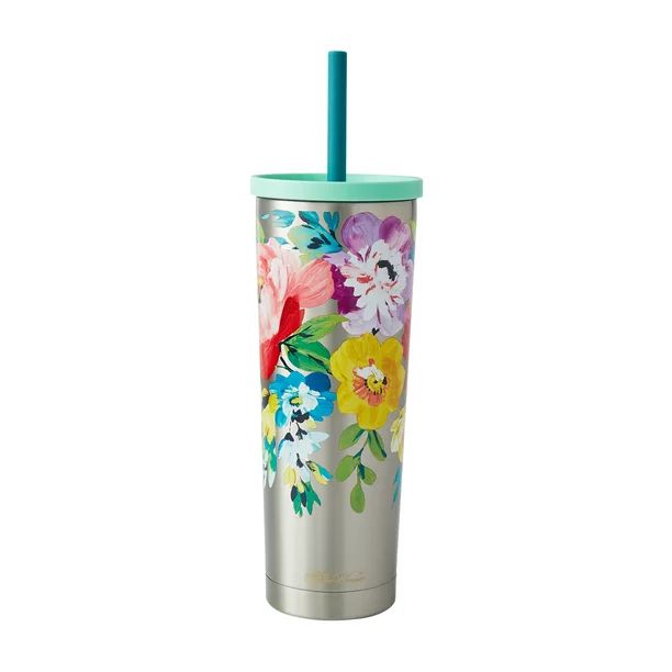 The Pioneer Woman Vacuum Insulated Tumbler with Hot & Cold Lids, Sweet Rose, Multi Color | Walmart (US)