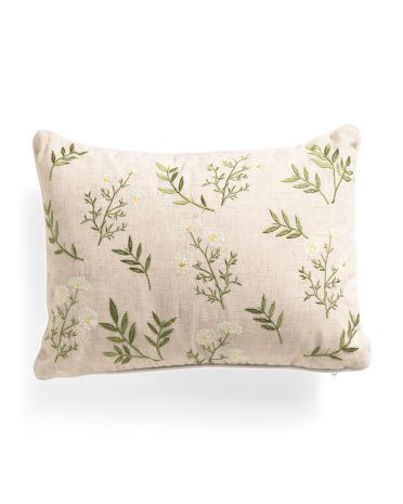 14x20 Linen Blend Embroidered Wild Flowers Pillow | TJ Maxx