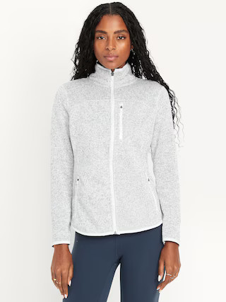 Fitted Sweater Fleece Zip Jacket | Old Navy (US)