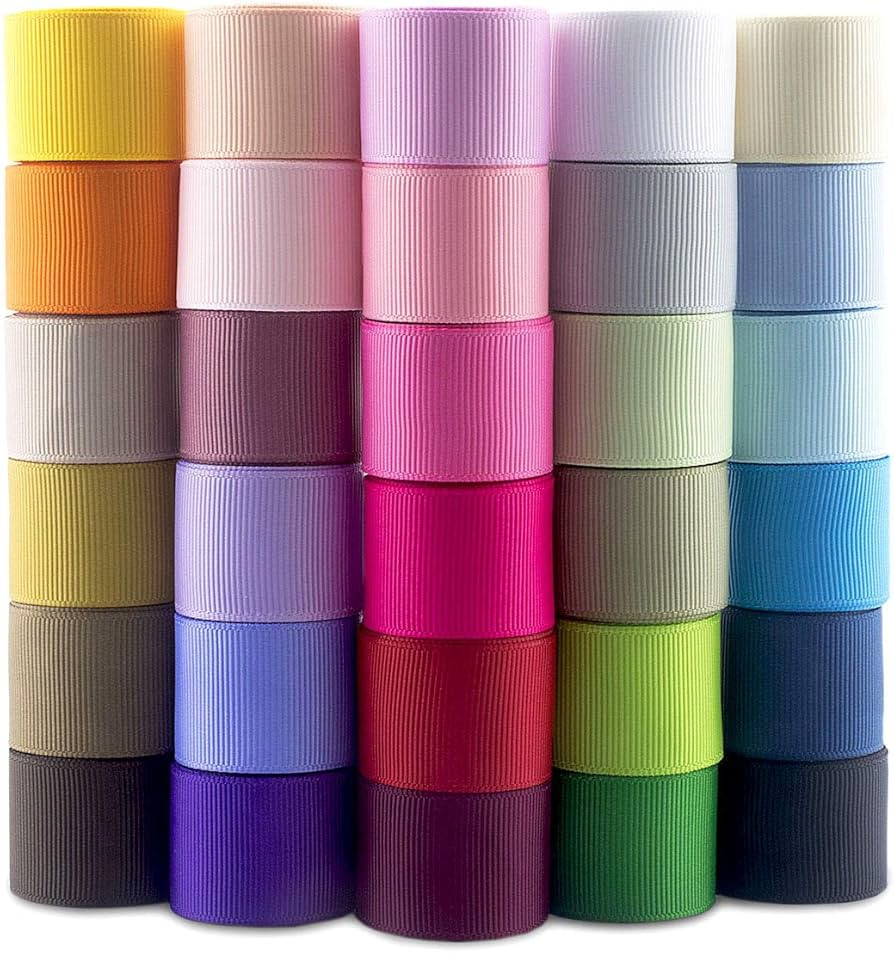 Summer-Ray 60 Yards Grosgrain Ribbon – 1 Inch (25mm) Wide – 30 Vibrant Colors, 2 Yards Each ... | Amazon (US)