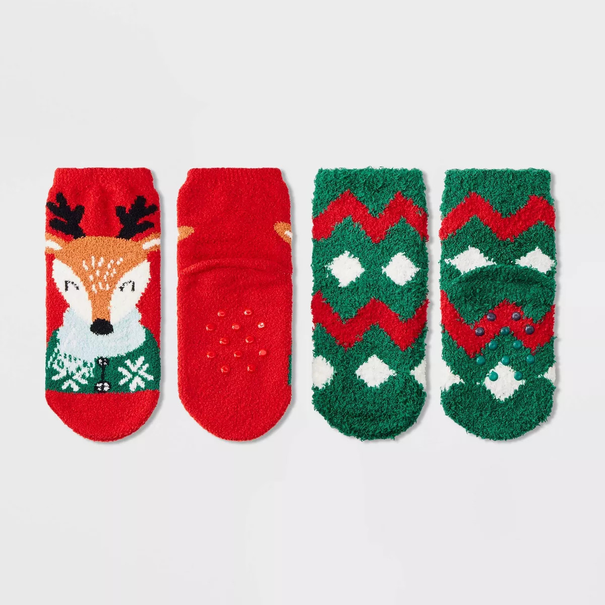 Toddler 2pk Reindeer Christmas Cozy Socks with Gift Card Holder - Wondershop™ Red 2T-3T | Target