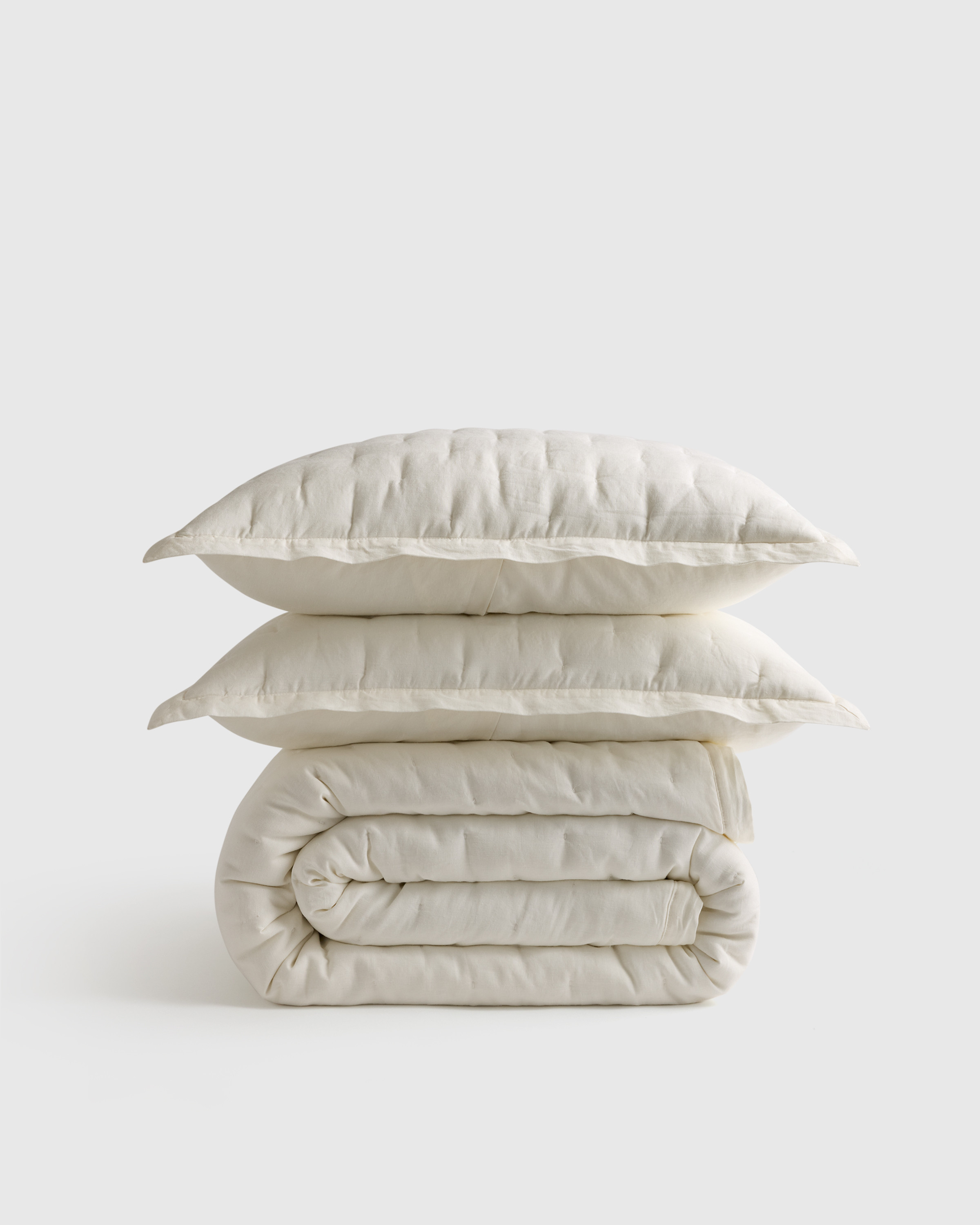 Quince | European Linen Dream Quilt Set in Ivory, Size Twin | Quince