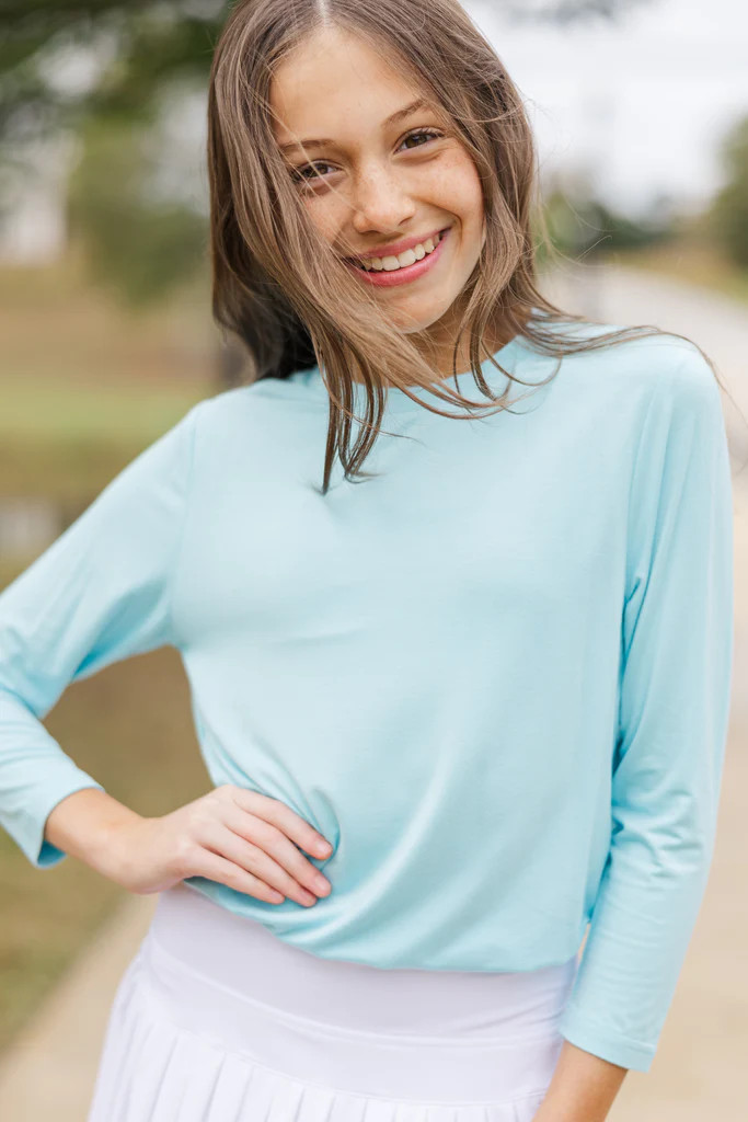 Girls: The Allysa Light Blue L/S Tee | The Mint Julep Boutique
