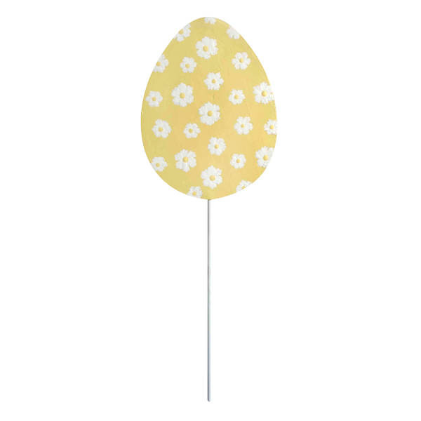 Yellow Printed Easter Egg Yard Pick, 5" | At Home