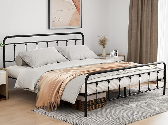IKIFLY King Size Metal Platform Bed Frame with Headboard & Footboard - Strong Steel Slat Support ... | Amazon (US)
