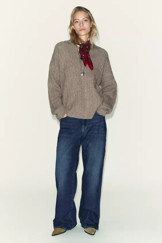 POLOSHIRT-PULLOVER MIT ZOPFMUSTER | Zara DE