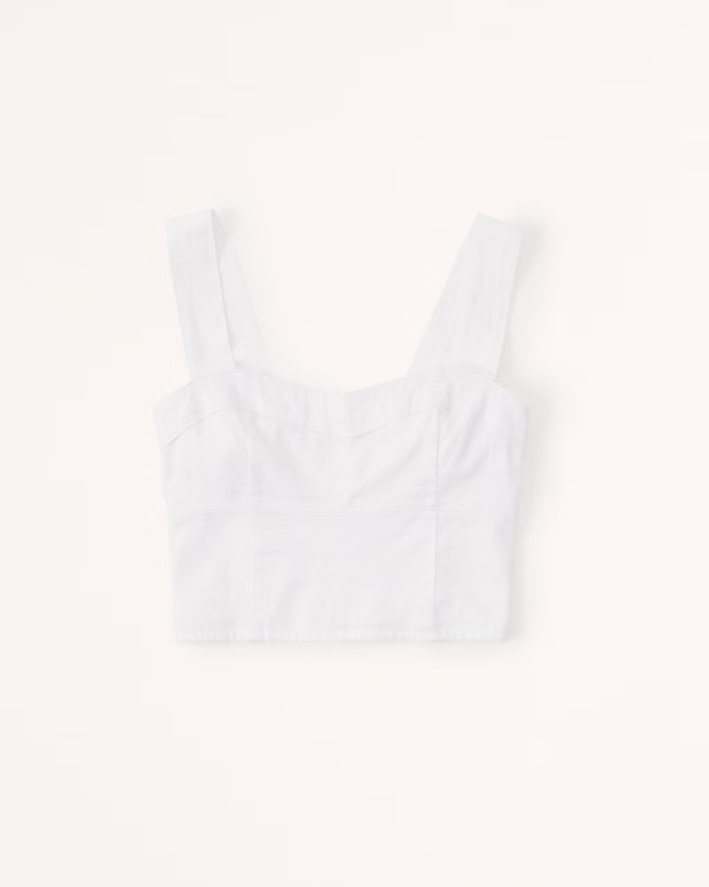 Women's Cropped Linen-Blend Corset Top | Women's Tops | Abercrombie.com | Abercrombie & Fitch (US)