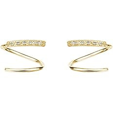 Reffeer 925 Sterling Silver CZ Crawler Earrings Wrap Cuff Earrings For Women Teen | Amazon (US)