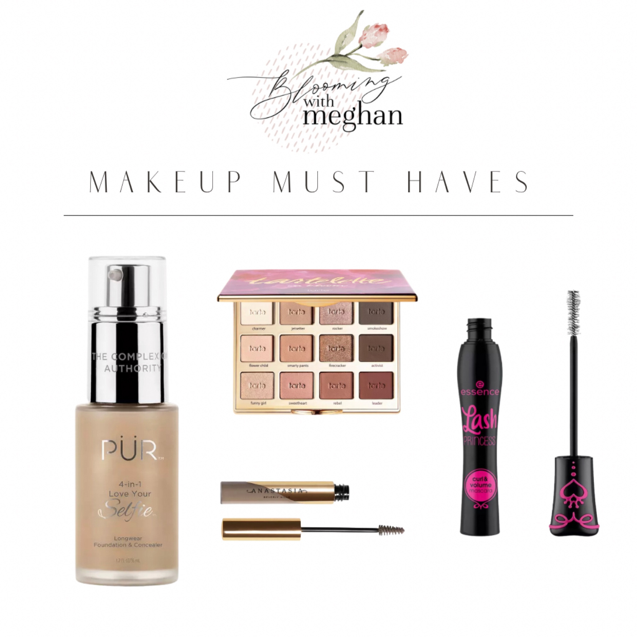 Let’s talk makeup!

I’ve been using PUR foundation for over 2 years now, and I will. Never. Go. Back. To anything else. Ever. It goes on evenly, is buildable, stays on, doesn’t make me break out. I’m obsessed—thanks, IPSY! 

For me, Anastasia Beverly Hills is where it’s at for brow products. The quality is unbeatable. 

I love to switch up my eyeshadow palettes, but right now, my go-to is Tarte’s In Bloom. The colors are so pretty!

Finally, I am a big fan of UOMA’s mascaras, but this one by Essence is super comparable for a mere fraction of the price  

#LTKbeauty