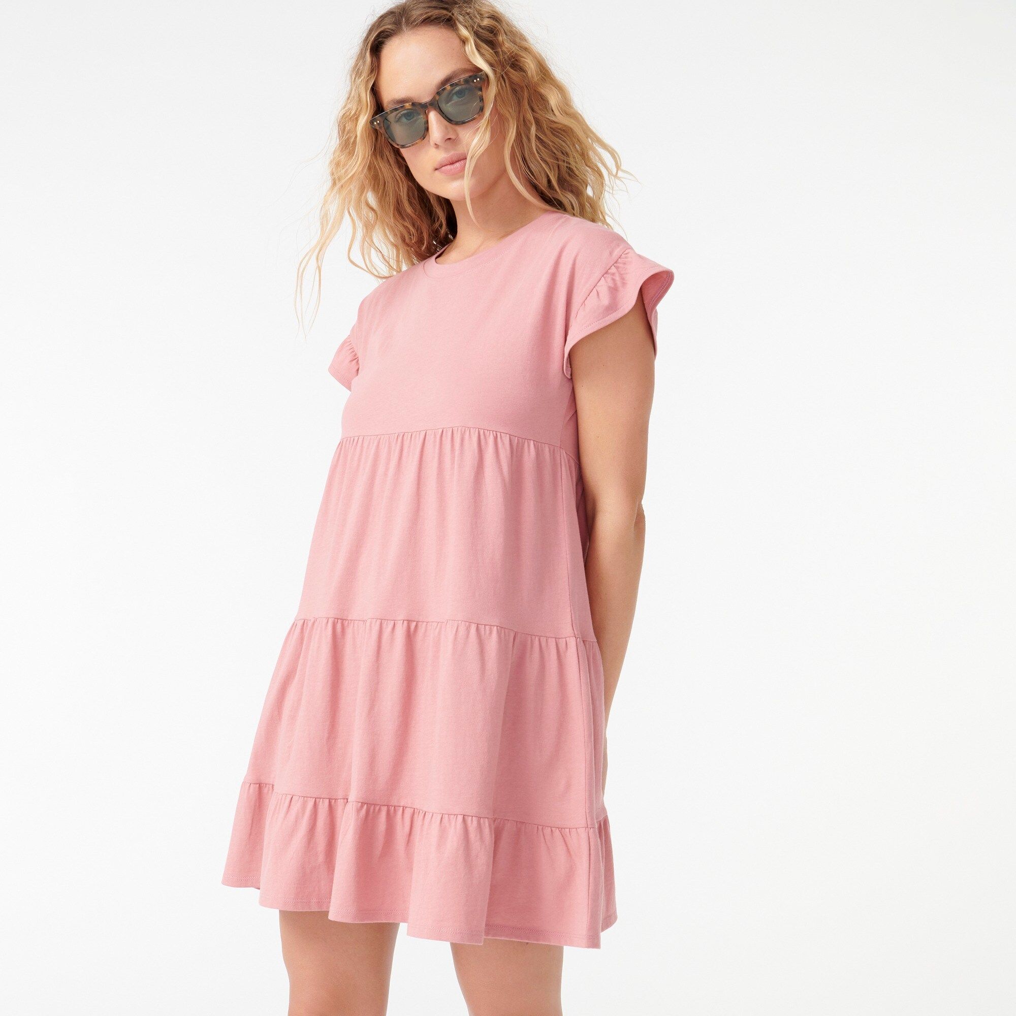 Tiered dress in broken-in jersey | J.Crew US