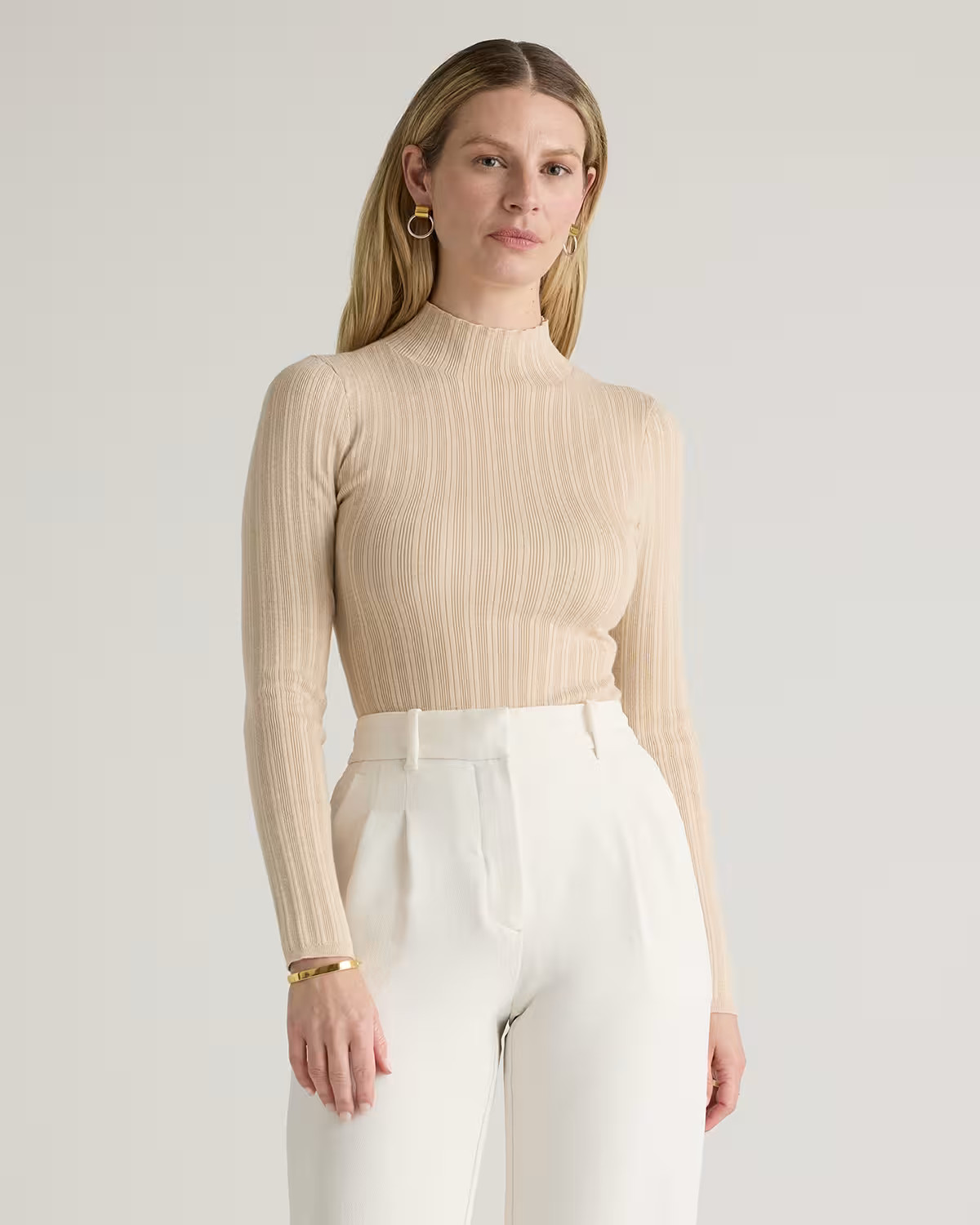 Cotton Cashmere Ribbed Turtleneck Bodysuit | Quince