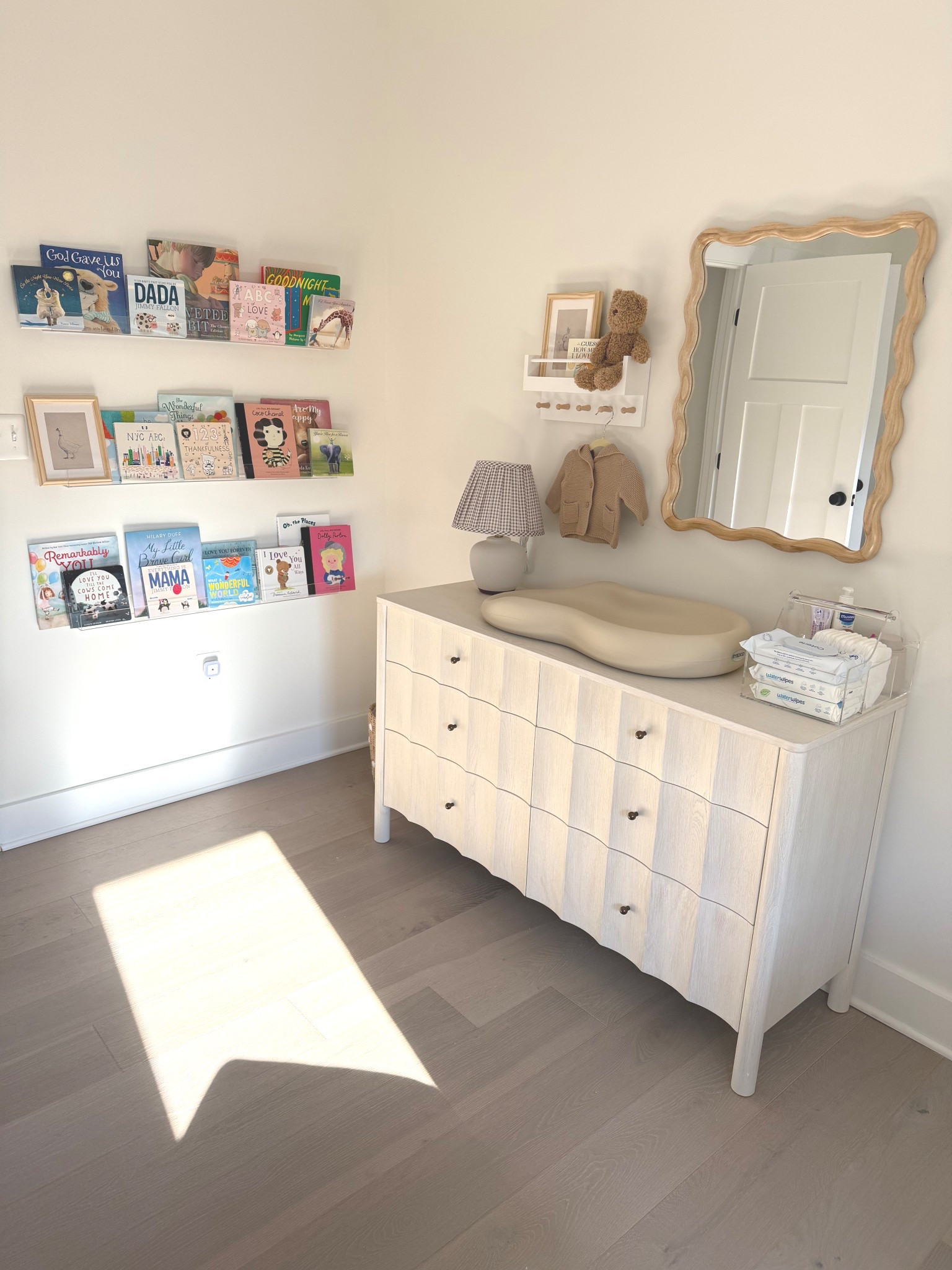 baby girls nursery! just waiting in wallpaper and rug! linked what we’re going with it should be so beautiful and calm just like her 

#LTKHome #LTKBaby #LTKKids