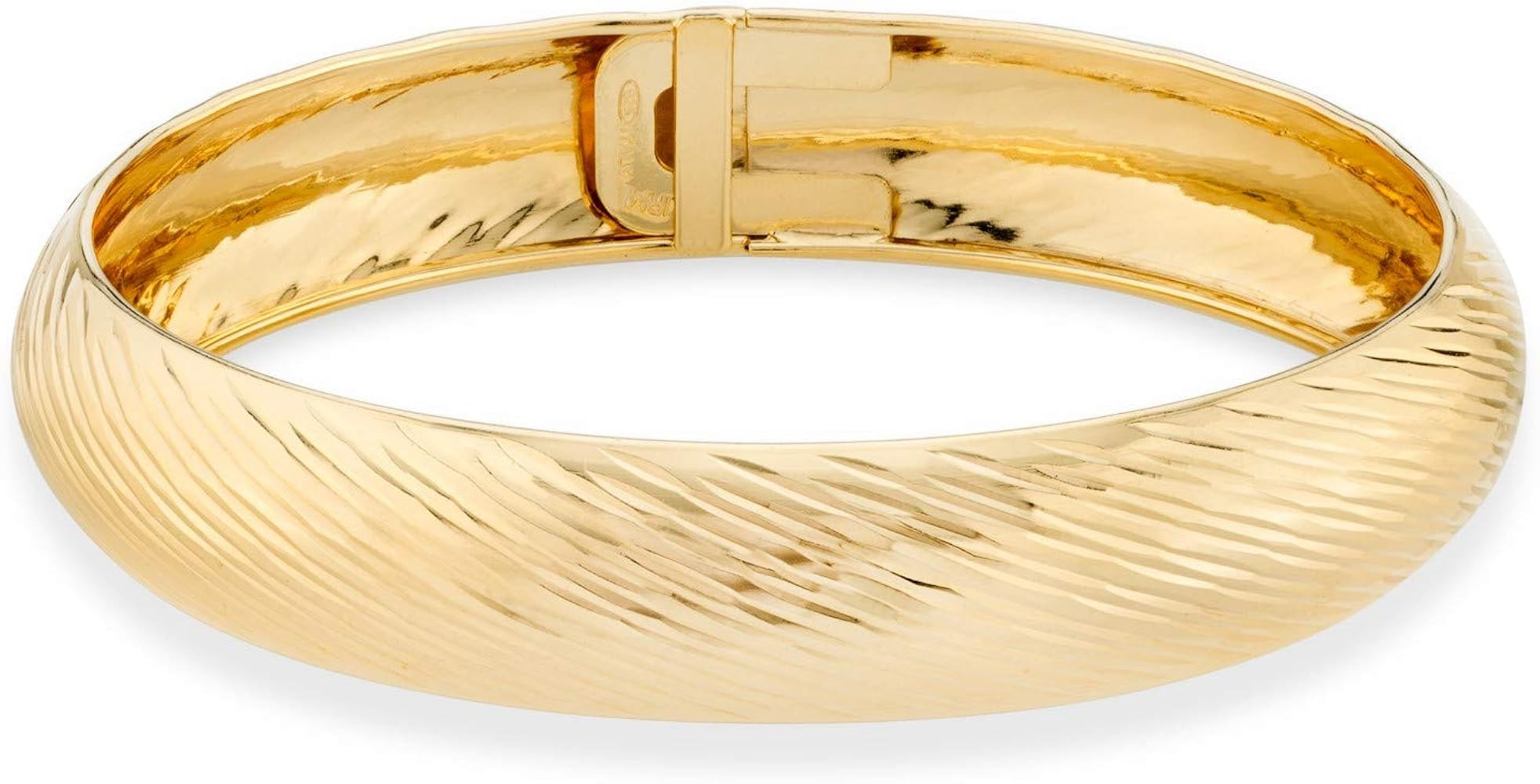 Miabella 925 Sterling Silver or 18Kt Yellow Gold Over Silver Italian Diamond-Cut Round Flexible Bang | Amazon (US)