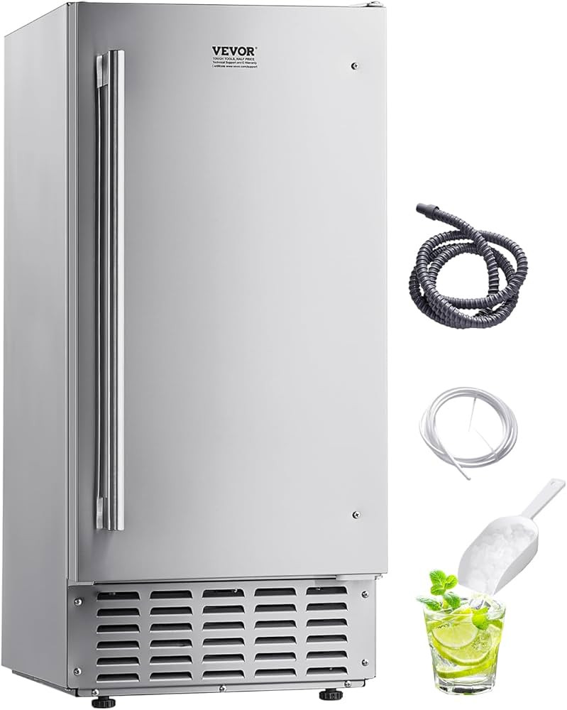 VEVOR Under Counter Ice Maker Machine, 66 Lbs/Day Undercounter Nugget Ice Maker with Gravity Drai... | Amazon (US)