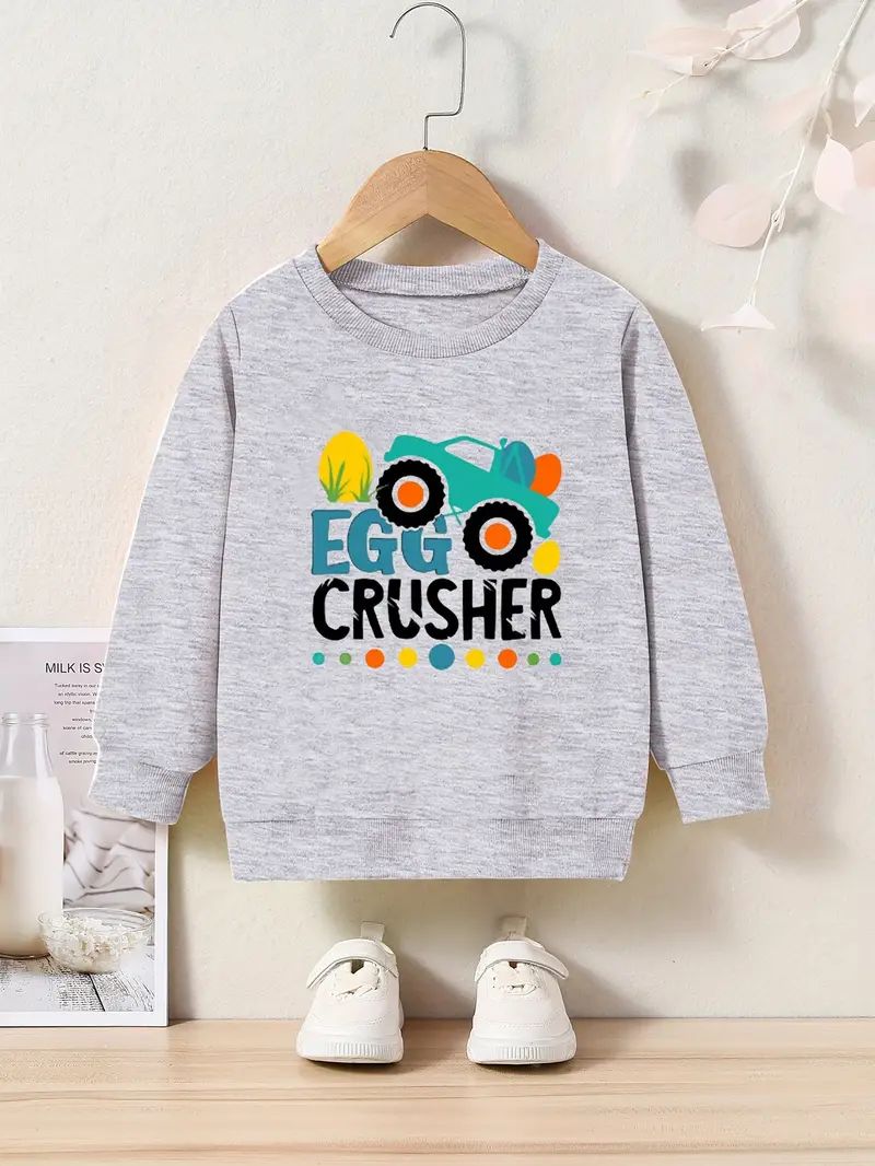 Happy Easter Egg Crusher Print Sweatshirt Boys Cool - Temu | Temu Affiliate Program
