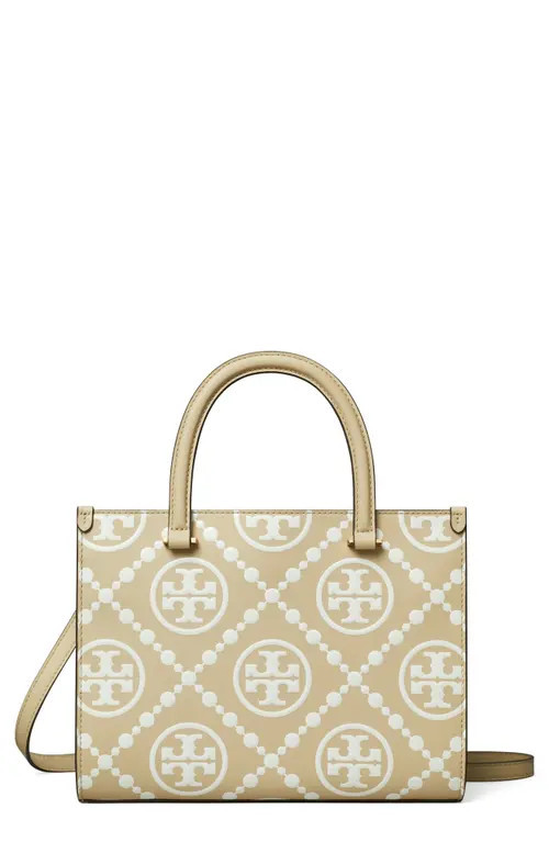 Tory Burch T Monogram Contrast Embossed Tote in Beige at Nordstrom | Nordstrom
