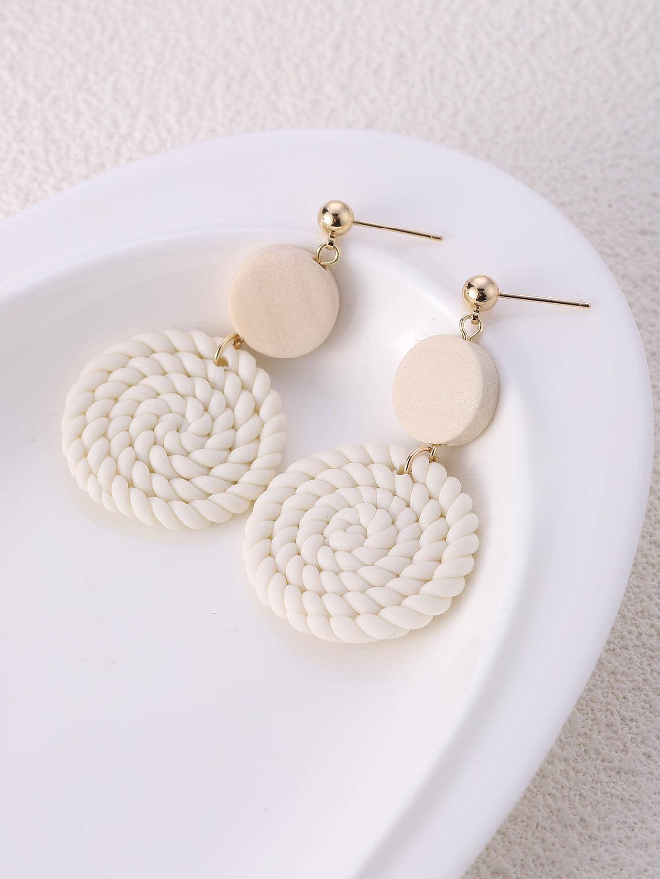 Braided Detail Round Drop Earrings | SHEIN