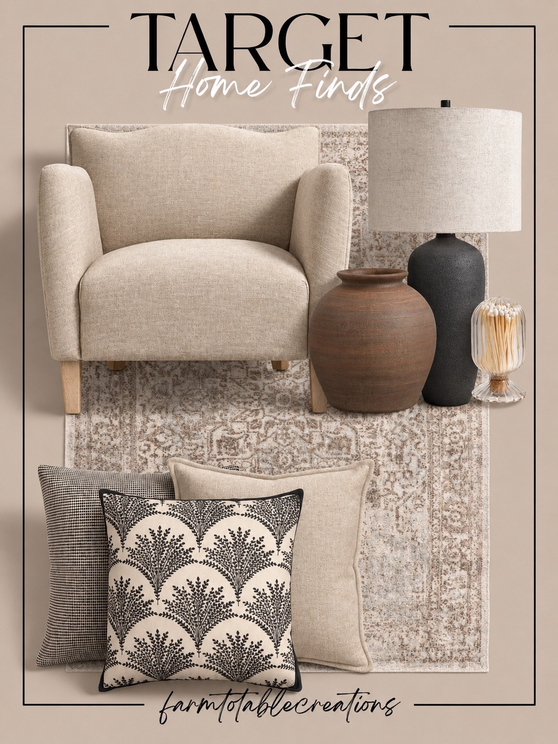 Target Neutral Home Finds 🤎

Target is bringing all the cozy, elevated neutrals! This collection mixes soft creams, warm browns, subtle patterns, and rich textures for that designer-inspired look that feels timeless and inviting.

I especially love the combination of the upholstered accent chair, vintage-inspired rug, statement pillows, and earthy pottery. These pieces would make it so easy to create a warm, layered living room or reading nook without completely redoing your space.

Follow @farmtotablecreations on Instagram for more cozy home finds and trending decor.

#LTKHome #TargetStyle #TargetFinds #TargetHome #TargetDecor #NeutralHome #NeutralDecor #CozyHome #HomeDecor #HomeInspo #DesignerInspired #WarmNeutrals #AffordableDecor #LTKFinds

#LTKHome #LTKSaleAlert