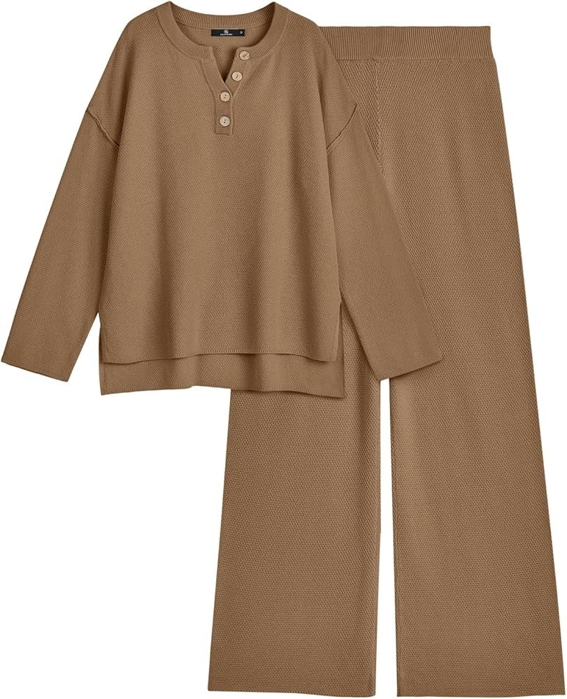 LILLUSORY Women's 2 Piece Lounge Sets Oversized Slouchy Matching Sets Cozy Knit Sets | Amazon (US)