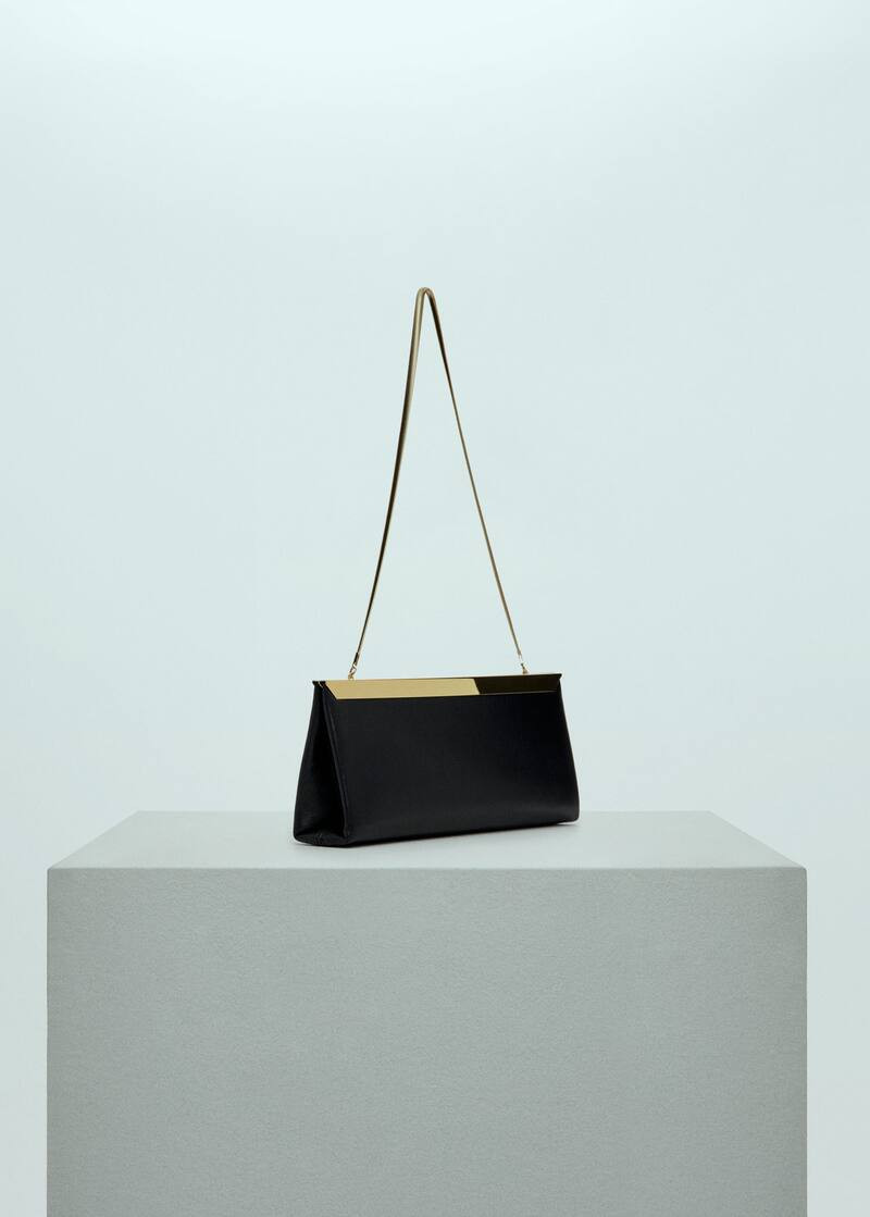 Leather clutch bag with metal chain -  Women | Mango USA | MANGO (US)